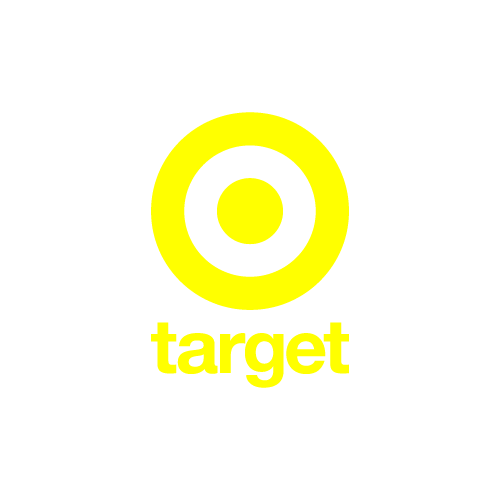 Yellow Target logo with the word 'target' underneath on a plain white background.